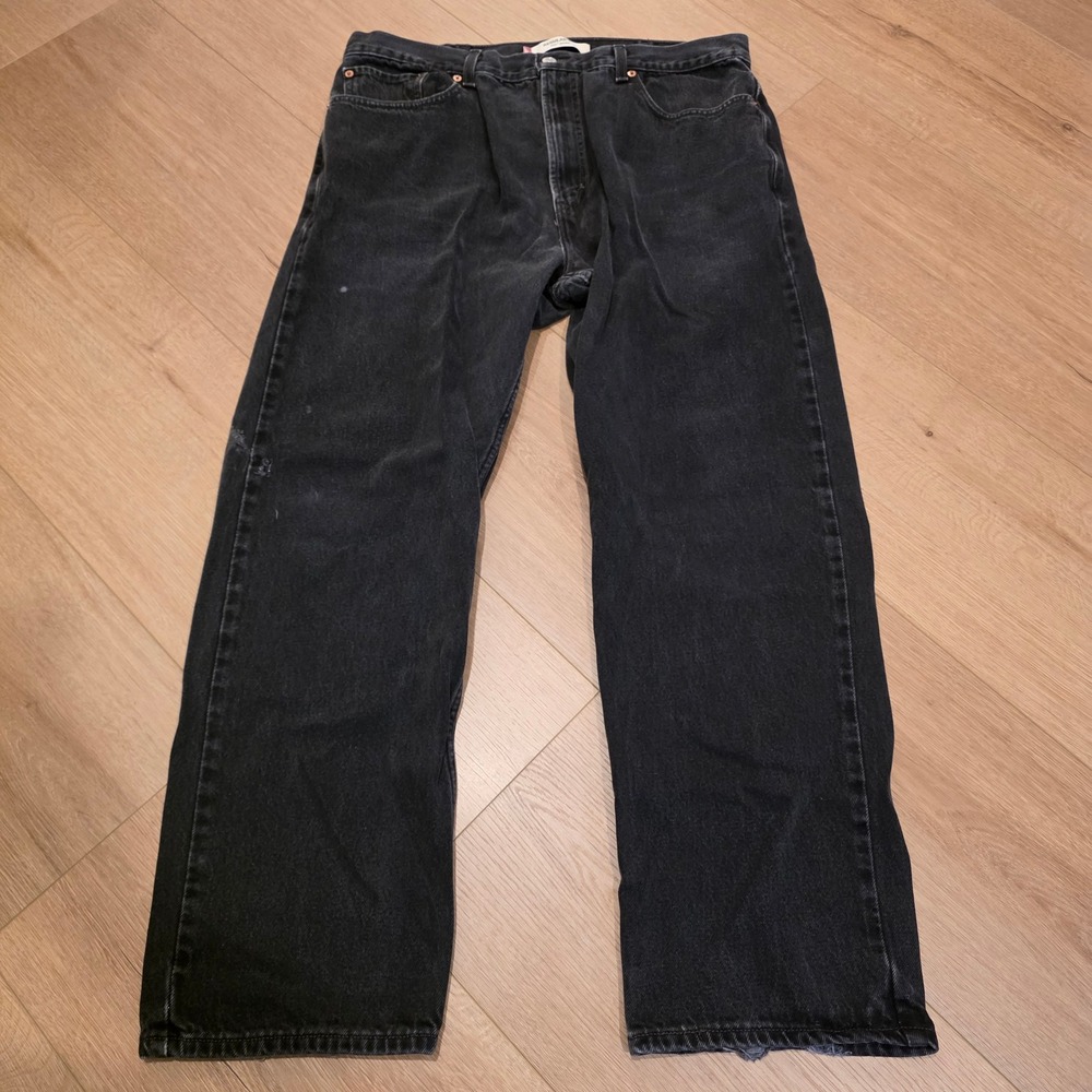 Levis 505 Regular Fit Mens Faded Black Jeans Straight Leg Denim Fits W36 L30 Y2K